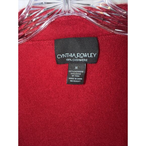 Cynthia Rowley 100% Cashmere Sweater Open Front Womens Large Red Sequins Party - Picture 7 of 8